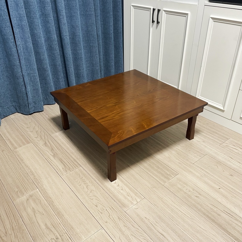 Square 80X80cm Korean Folding Table Legs Foldable -Dining Traditional Korean Low Table, Coffee Finish