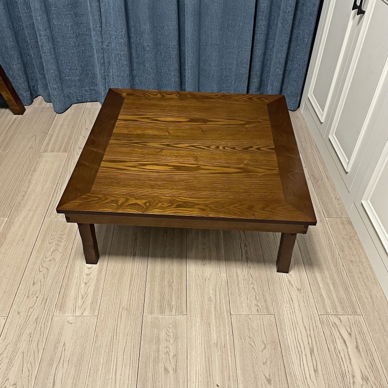Square 80X80cm Korean Folding Table Legs Foldable -Dining Traditional Korean Low Table, Coffee Finish