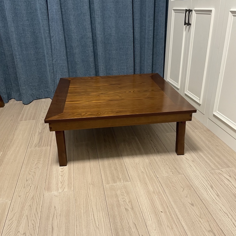 Square 80X80cm Korean Folding Table Legs Foldable -Dining Traditional Korean Low Table, Coffee Finish