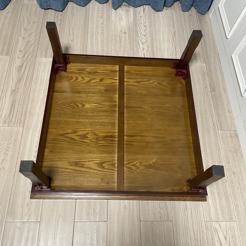 Square 80X80cm Korean Folding Table Legs Foldable -Dining Traditional Korean Low Table, Coffee Finish
