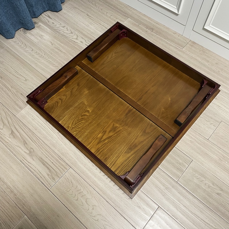 Square 80X80cm Korean Folding Table Legs Foldable -Dining Traditional Korean Low Table, Coffee Finish