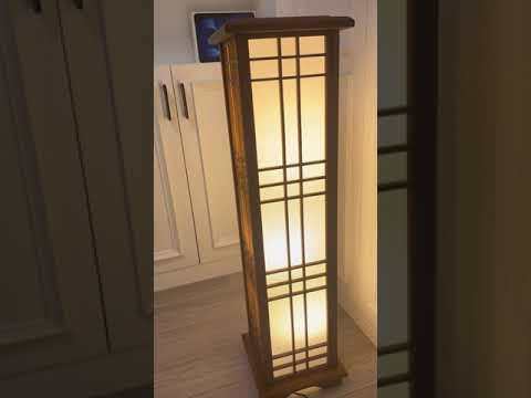 Japanese Style Floor Lamp Wood Light Indoor Lighting-Mahogany Finish, Large