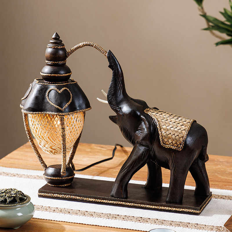 Vintage Table Lamp - L41B  Thai Elephant Lamp Southeast Asia Bedside Lights
