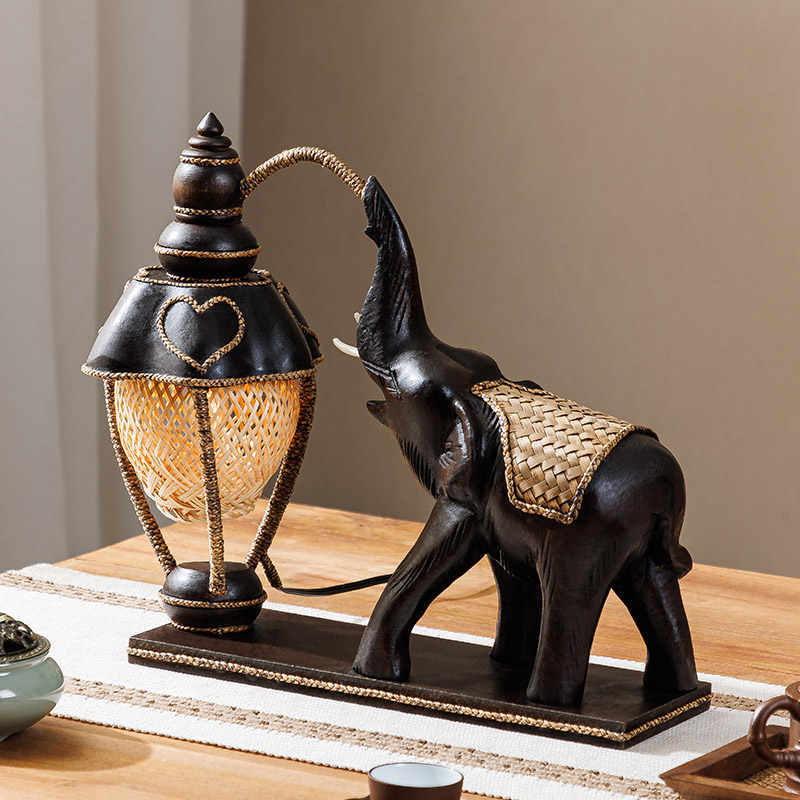 Vintage Table Lamp - L41B  Thai Elephant Lamp Southeast Asia Bedside Lights