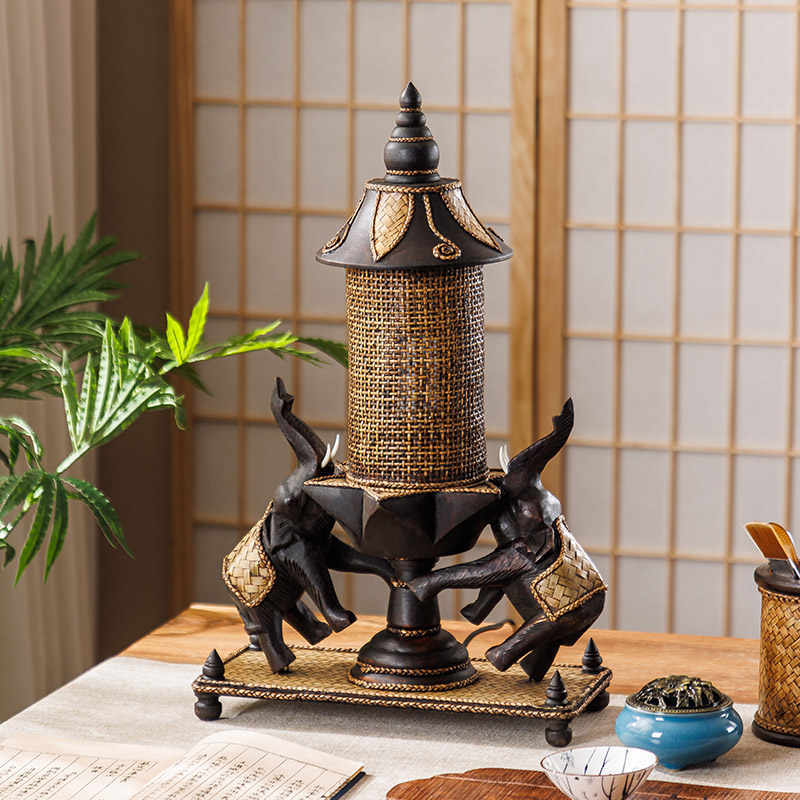 Vintage Table Lamp - L41E  Thai Elephant Lamp Southeast Asia Bedside Lights
