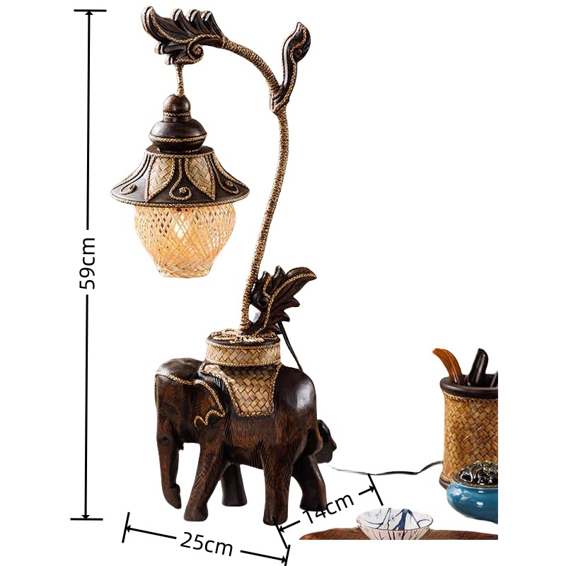 Vintage Table Lamp - L41C  Thai Elephant Lamp Southeast Asia Bedside Lights