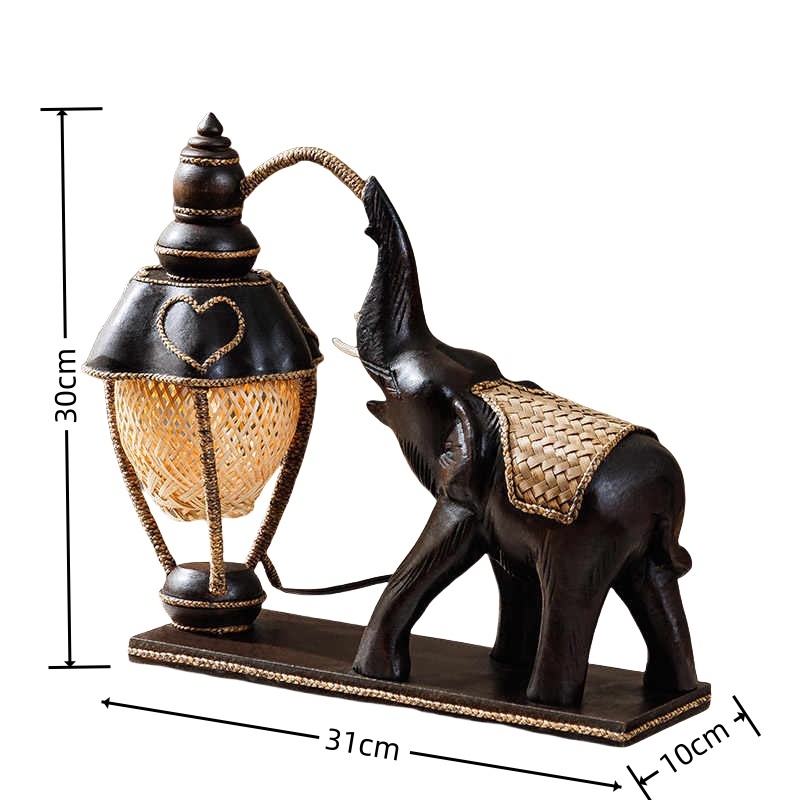 Vintage Table Lamp - L41B  Thai Elephant Lamp Southeast Asia Bedside Lights