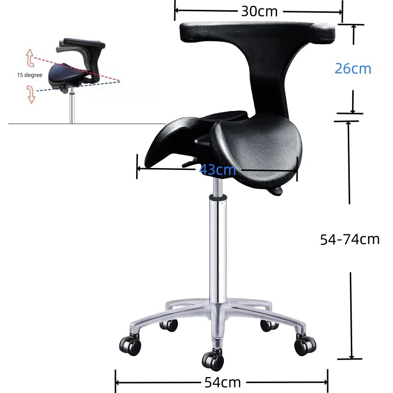 Saddle Stool Rolling Chair -Adjustable Height&Seat