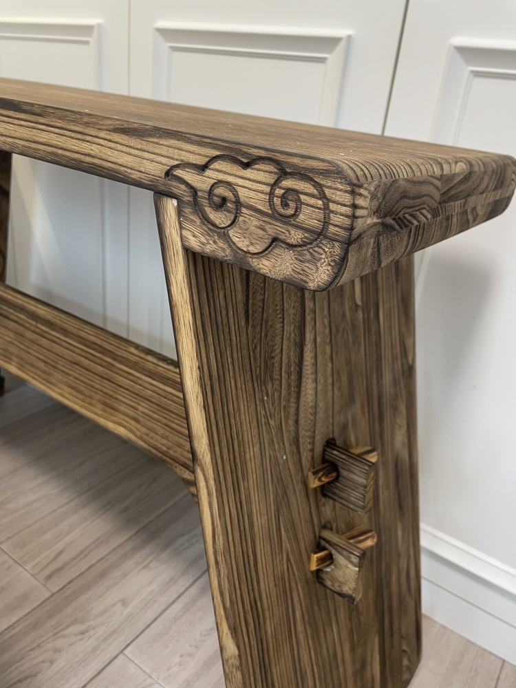 Guqin table+stool set, Solid paulownia wood