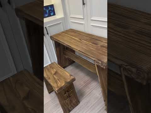 Guqin table+stool set, Solid paulownia wood