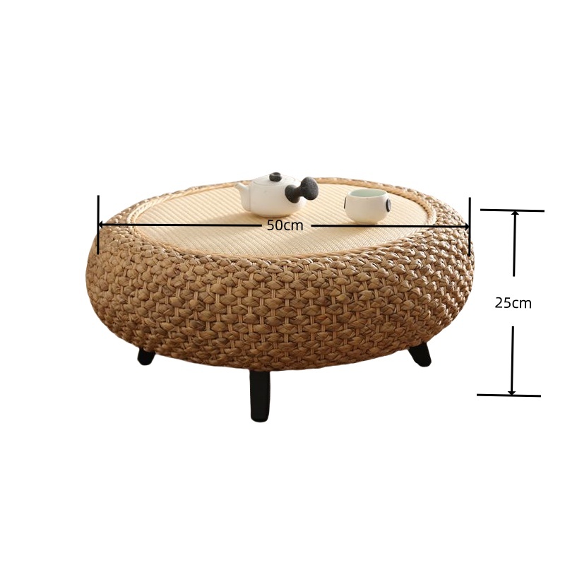 Rural Industrial Circular Hand Woven Rattan Round Table