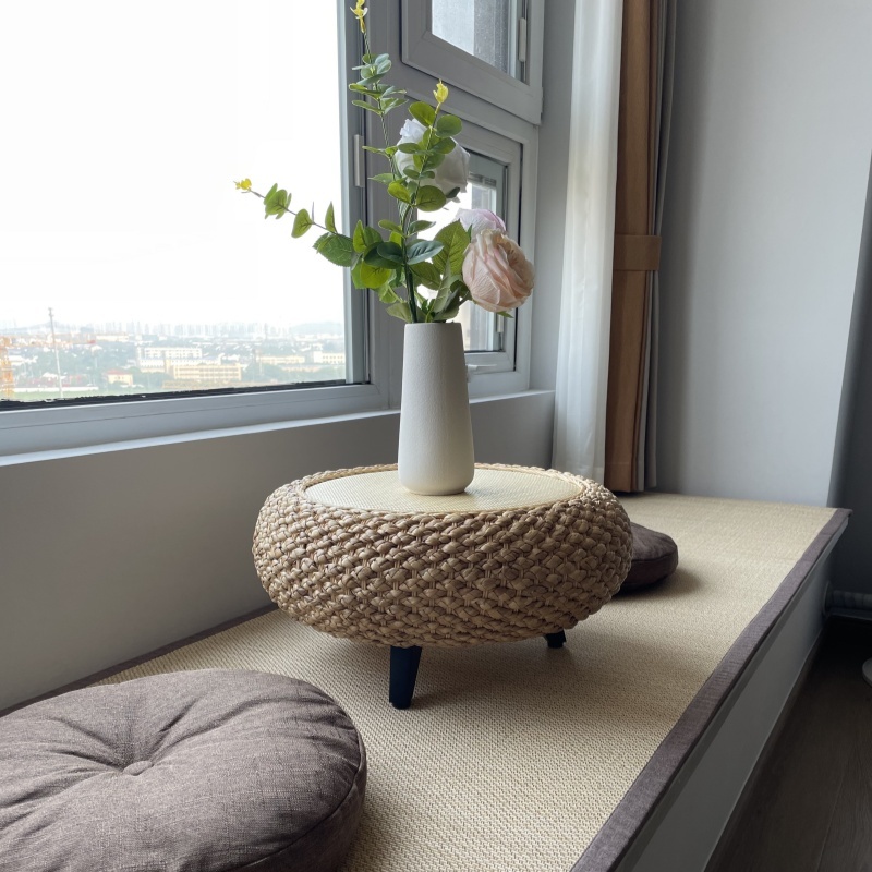 Rural Industrial Circular Hand Woven Rattan Round Table