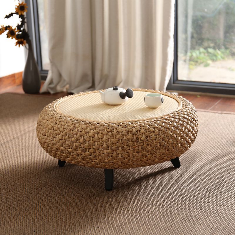 Rural Industrial Circular Hand Woven Rattan Round Table