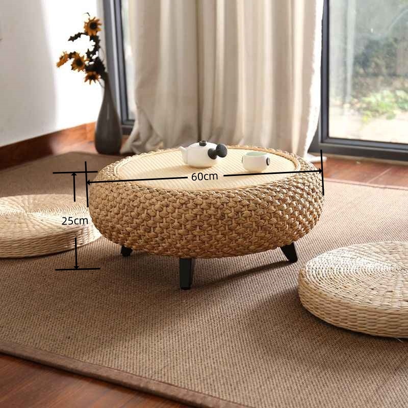 Rural Industrial Circular Hand Woven Rattan Round Table