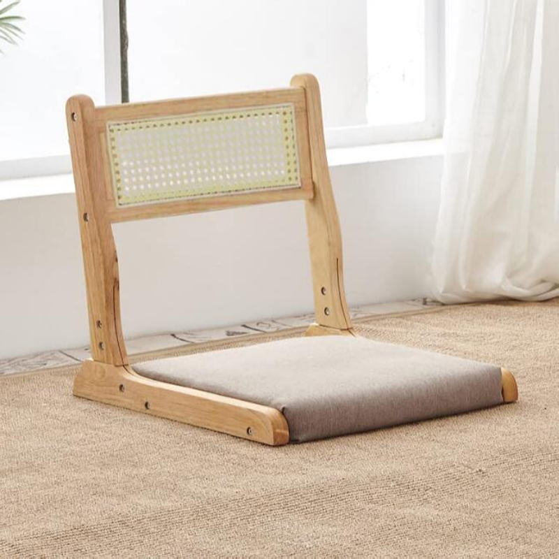 Japanze Tatami Chair with Rattan back support, Foldable