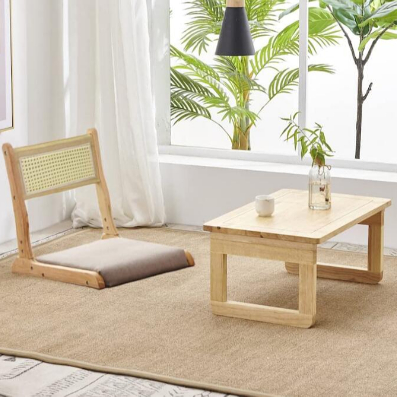 Japanze Tatami Chair with Rattan back support, Foldable