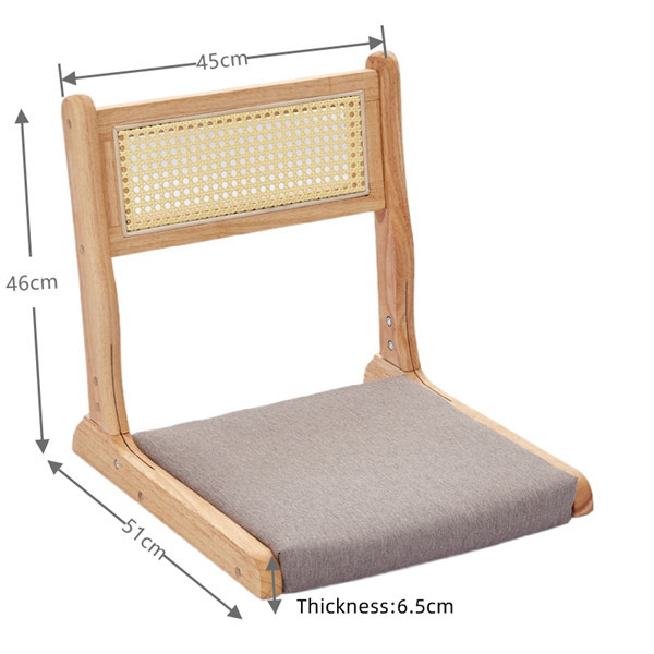 Japanze Tatami Chair with Rattan back support, Foldable