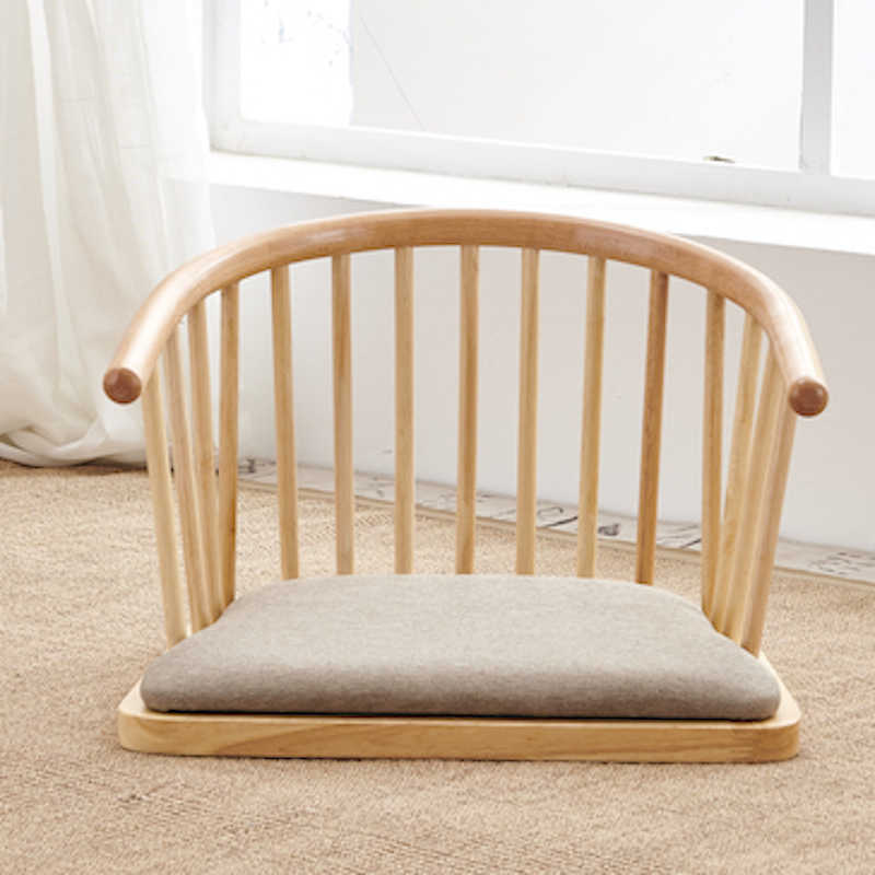 Japanese Tatami Zaisu Legless Chair with back Support ,Natural Finish