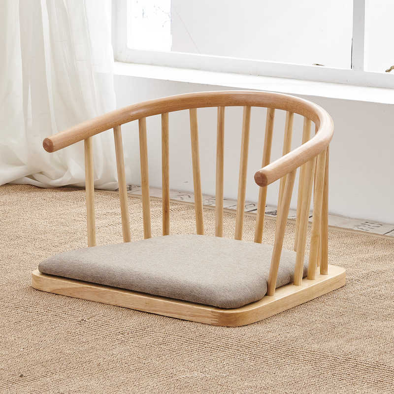 Japanese Tatami Zaisu Legless Chair with back Support ,Natural Finish