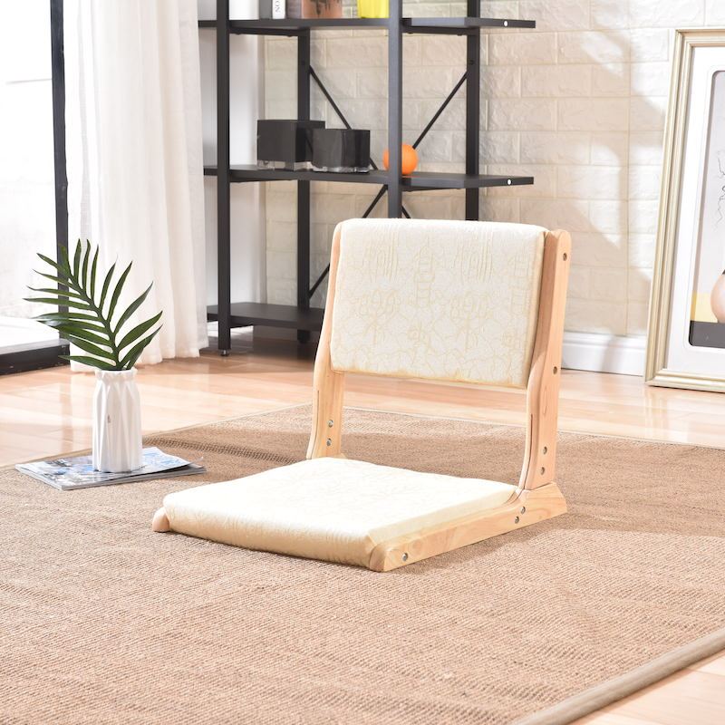 Japanese Tatami Chair with back Support , Foldable. Oil Finish