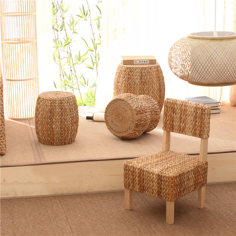 Handmade Round Stool made from banana leaves