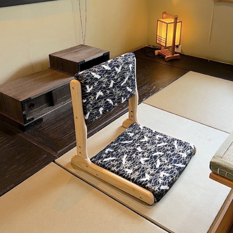 Japanese Tatami Chair with back Support , Foldable. Oil Finish