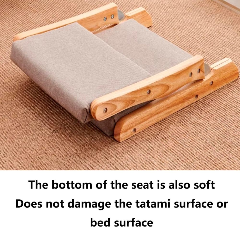 Japanese Tatami Chair with back Support , Foldable. Oil Finish