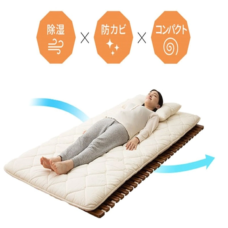 Wood Roll-Type Slatted Bed Slat Support for Japanese Futon Mattress