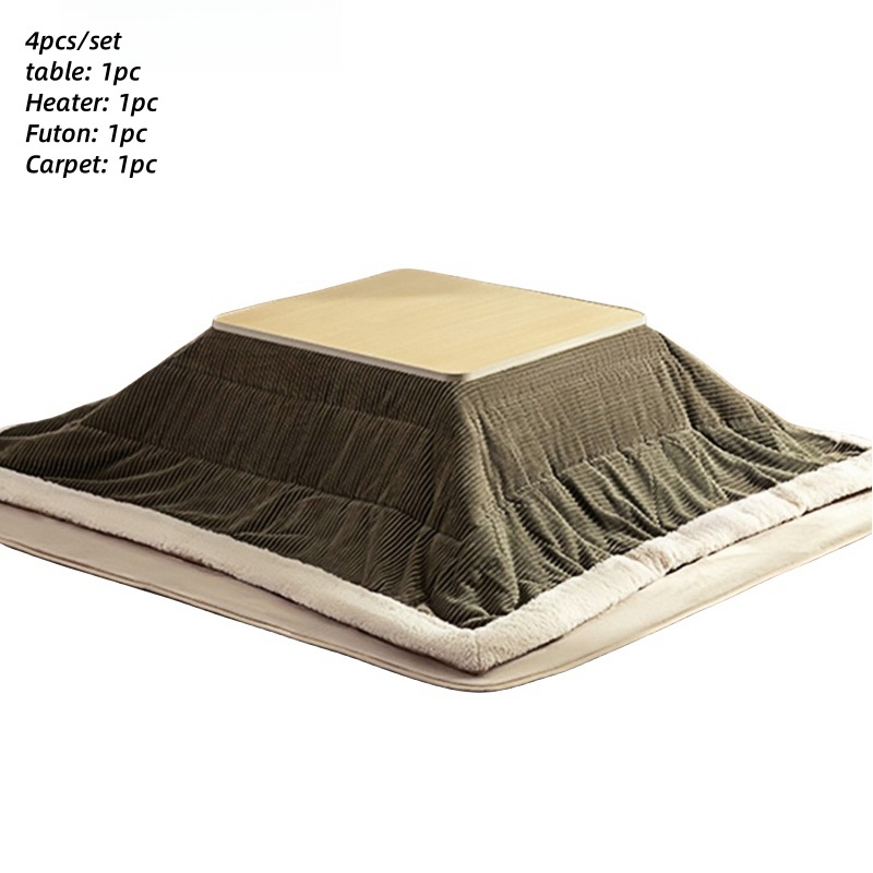 4pcs/set Kotatsu Table Heater Futon Capert Japanese Style Furniture Living Room Tatami Foot Warmer Heated Wood Coffee Tea Table