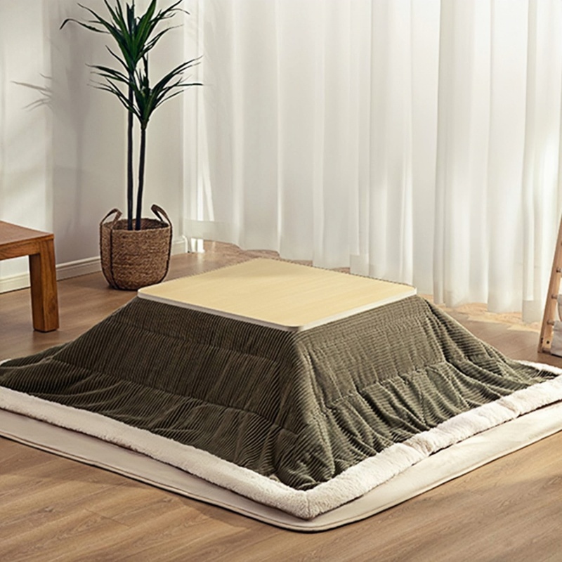 4pcs/set Kotatsu Table Heater Futon Capert Japanese Style Furniture Living Room Tatami Foot Warmer Heated Wood Coffee Tea Table