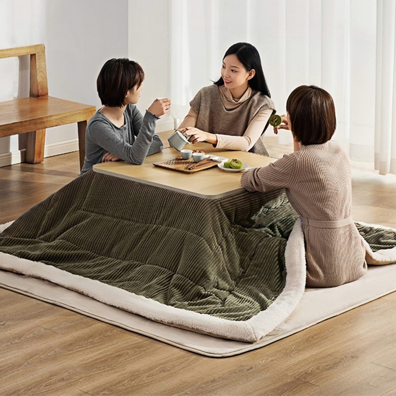 4pcs/set Kotatsu Table Heater Futon Capert Japanese Style Furniture Living Room Tatami Foot Warmer Heated Wood Coffee Tea Table
