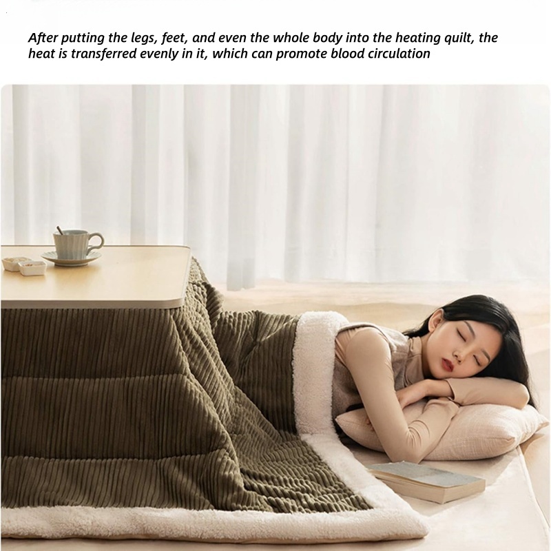 4pcs/set Kotatsu Table Heater Futon Capert Japanese Style Furniture Living Room Tatami Foot Warmer Heated Wood Coffee Tea Table