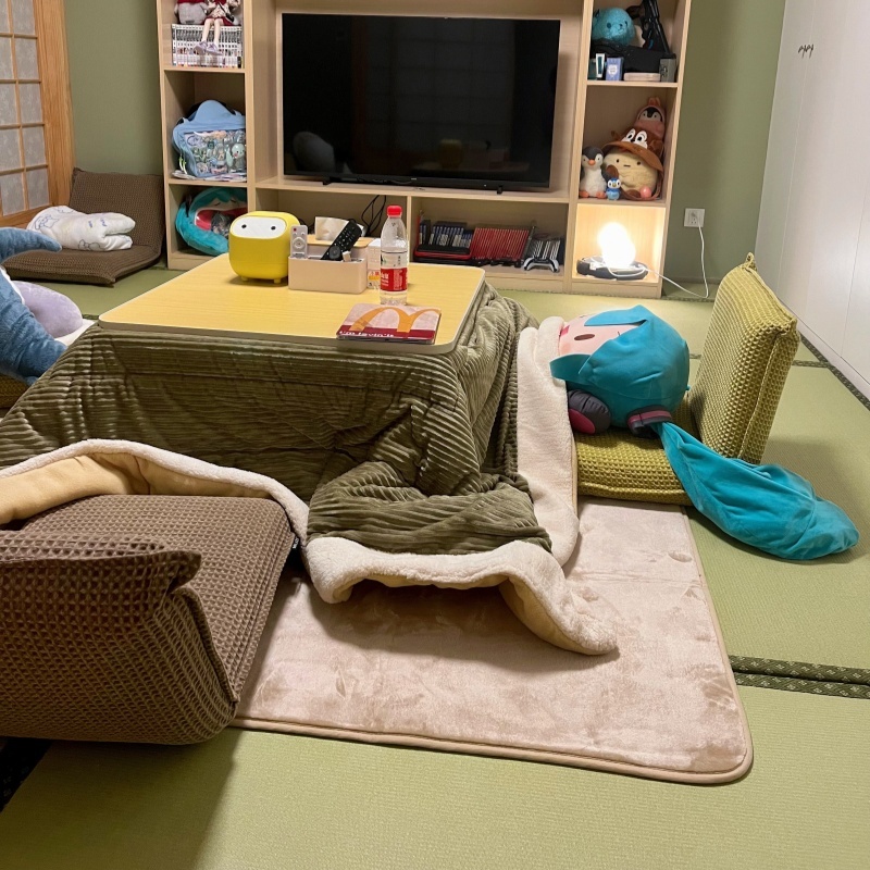 4pcs/set Kotatsu Table Heater Futon Capert Japanese Style Furniture Living Room Tatami Foot Warmer Heated Wood Coffee Tea Table