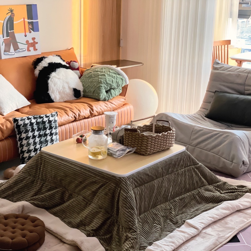 4pcs/set Kotatsu Table Heater Futon Capert Japanese Style Furniture Living Room Tatami Foot Warmer Heated Wood Coffee Tea Table