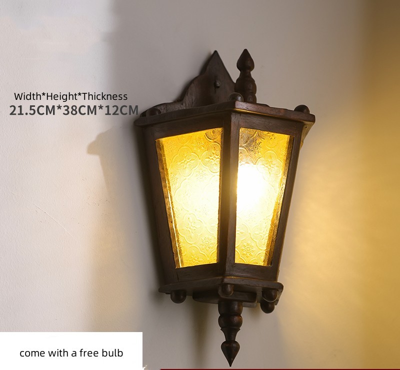 Thai Style Wooden Wall Lamp