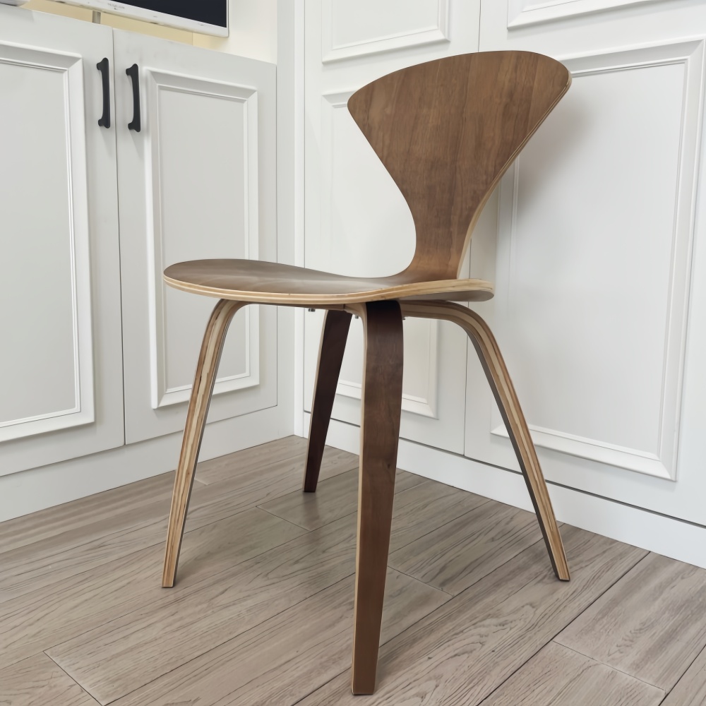Stylish & Durable Plywood Dining Chair, Walnut Finish
