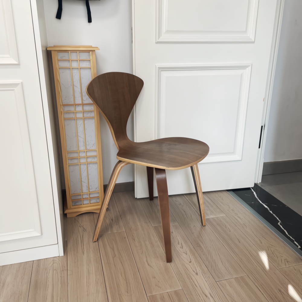 Stylish & Durable Plywood Dining Chair, Walnut Finish
