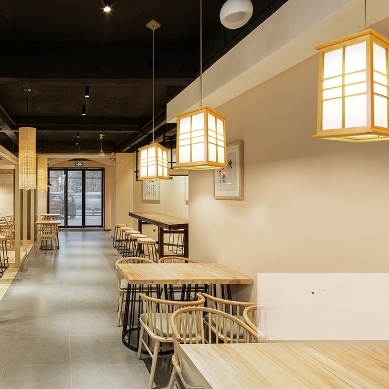 Japanese Pendant Lamps E27 Base, Natural Finish