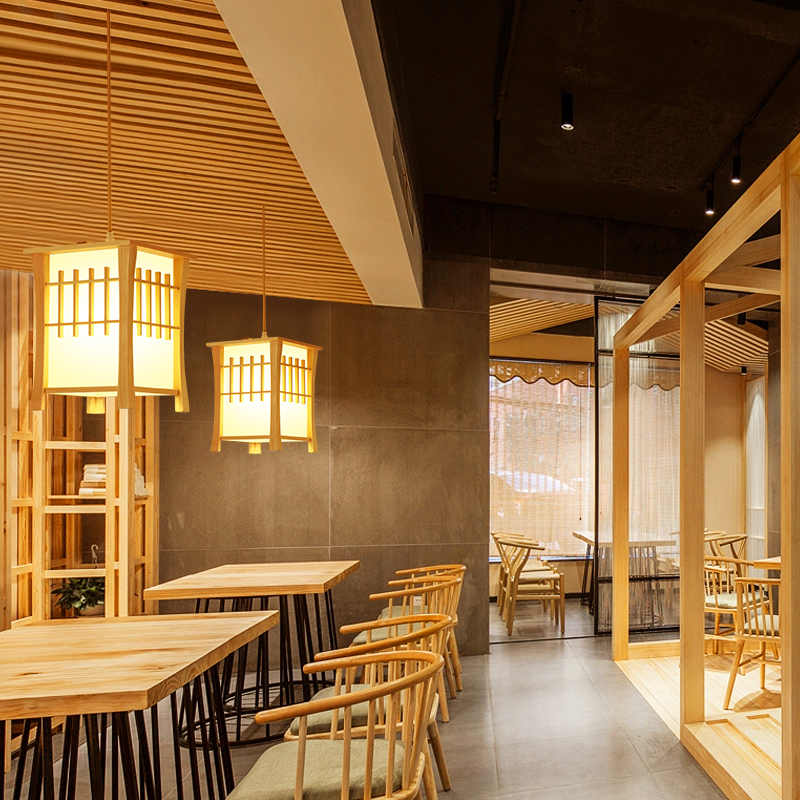 Japanese Pendant Lamps E27 Base, Natural Finish