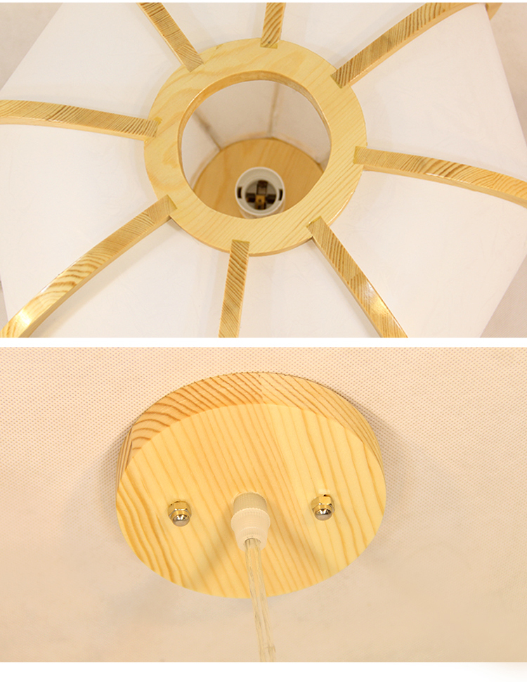 Japanese Style Wooden Pendant Lamps E27 Base, Natural Finish