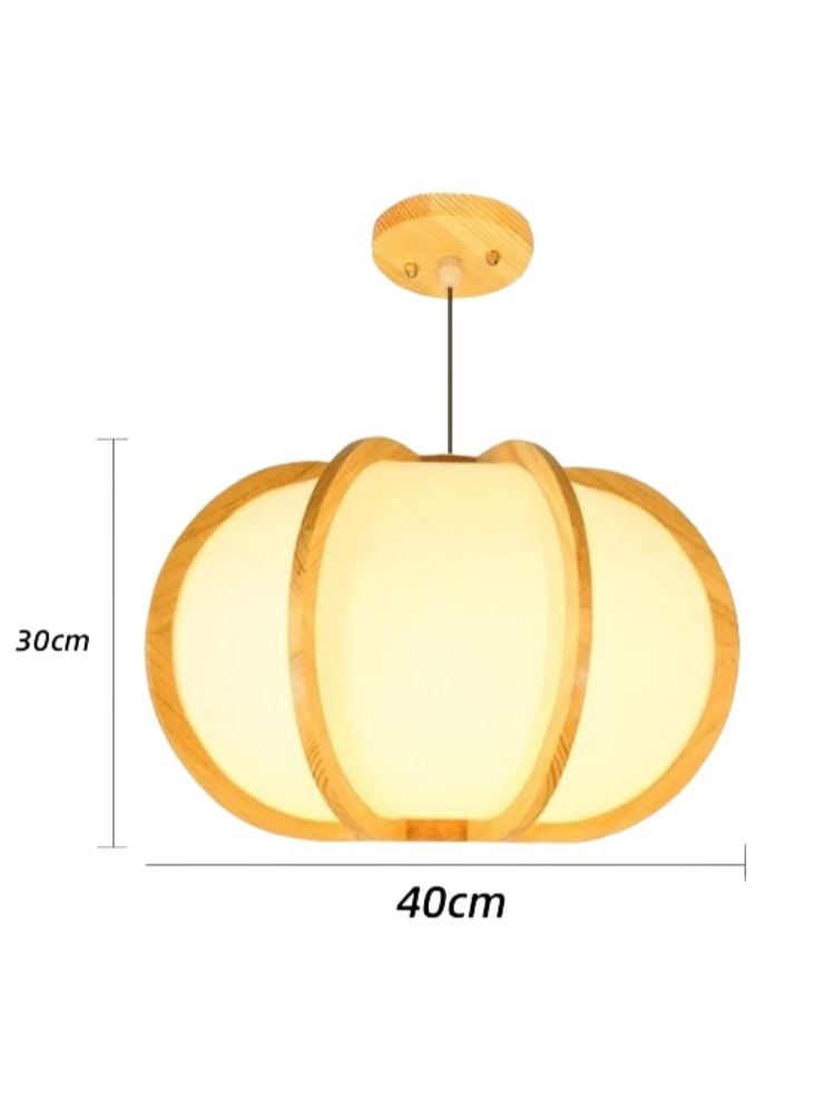 Japanese Style Wooden Pendant Lamps E27 Base, Natural Finish