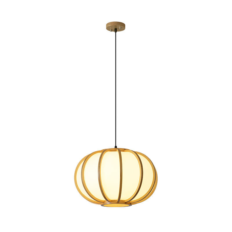 Japanese Style Wooden Pendant Lamps E27 Base, Natural Finish