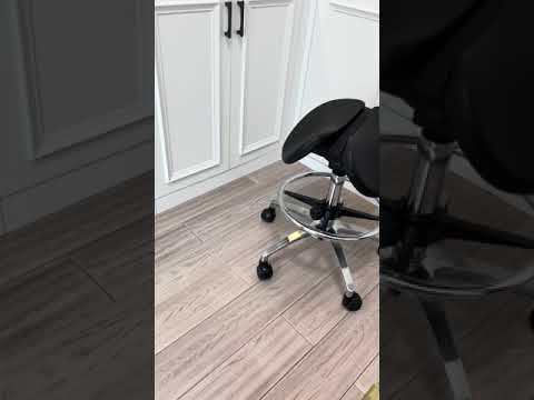 Ergonomic Backless Rolling Saddle Stool With Foot Ring