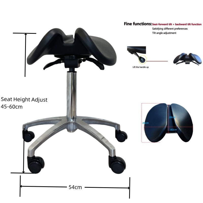Ergonomic Backless Rolling Saddle Stool