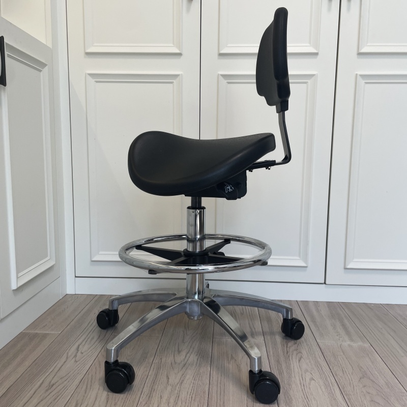 Saddle Stool Dental Chair – Ergonomic Dentist Stool, With Foot Ring