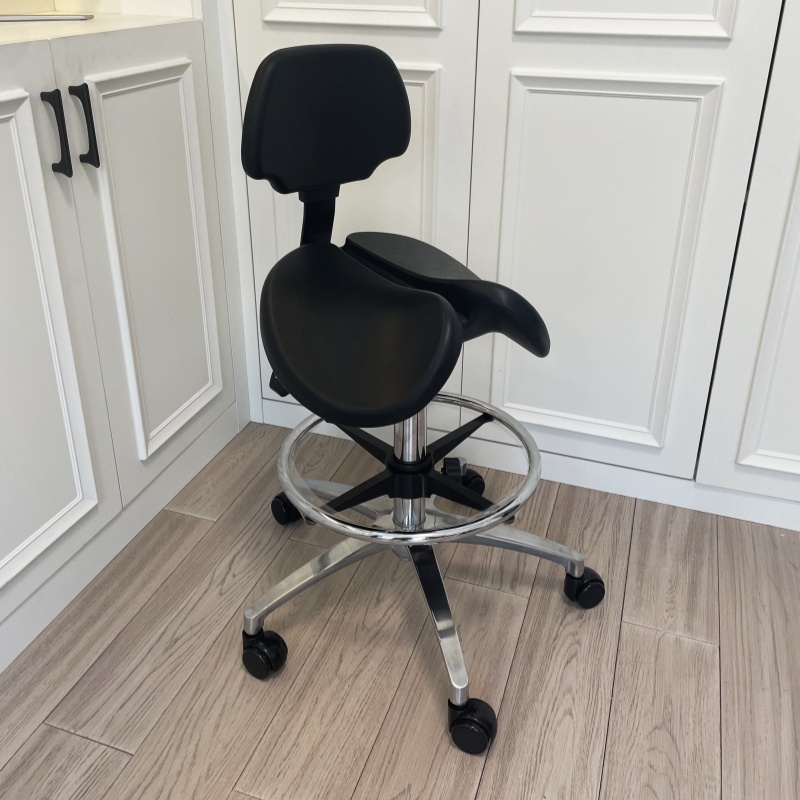 Saddle Stool Dental Chair – Ergonomic Dentist Stool, With Foot Ring