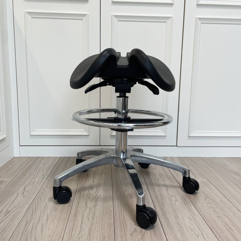 Ergonomic Backless Rolling Saddle Stool With Foot Ring