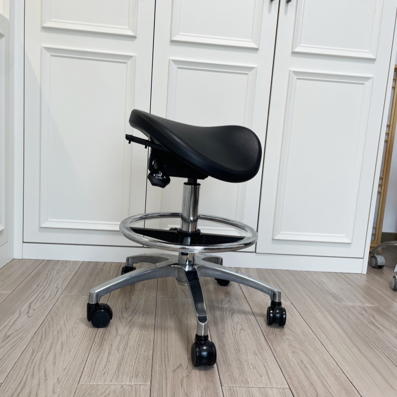 Ergonomic Backless Rolling Saddle Stool With Foot Ring