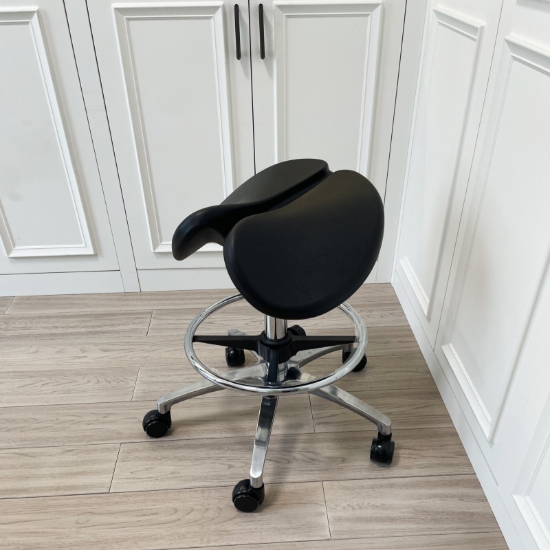 Ergonomic Backless Rolling Saddle Stool With Foot Ring