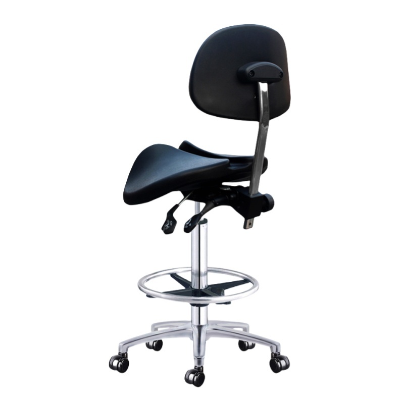 Ergonomic Saddle Stool – Adjustable Height & Back Support With Foot Ring